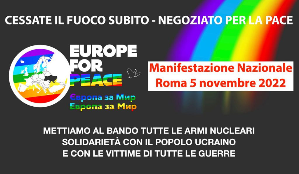 Cessate il fuoco subito – Negoziato per la pace. Manifestazione Nazionale sabato 5 novembre a Roma